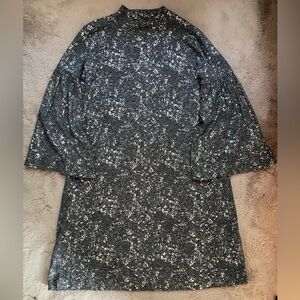 Bitte Kai Rand Shift Dress Gray Silver Size Extra Small Stretchy Flare Sleeve